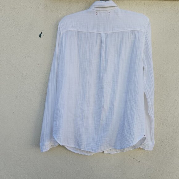 XIRENA Scout Crinkle Gauze White Button Down Shirt - Picture 3 of 8